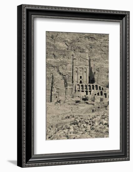 High angle view of Royal Tombs at Ancient Nabatean City of Petra, Wadi Musa, Ma'an Governorate,...-null-Framed Photographic Print