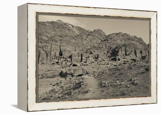 High angle view of Royal Tombs at Ancient Nabatean City of Petra, Wadi Musa, Ma'an Governorate,...-null-Framed Premier Image Canvas