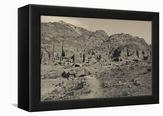 High angle view of Royal Tombs at Ancient Nabatean City of Petra, Wadi Musa, Ma'an Governorate,...-null-Framed Premier Image Canvas