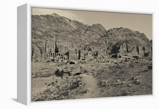 High angle view of Royal Tombs at Ancient Nabatean City of Petra, Wadi Musa, Ma'an Governorate,...-null-Framed Premier Image Canvas