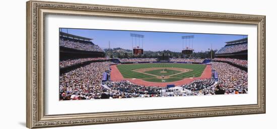 High Angle View of Spectators Watching a Baseball Match, Dodgers Vs. Yankees, Dodger Stadium-null-Framed Photographic Print