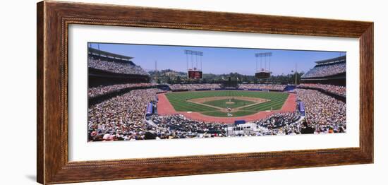 High Angle View of Spectators Watching a Baseball Match, Dodgers Vs. Yankees, Dodger Stadium-null-Framed Photographic Print