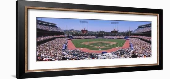 High Angle View of Spectators Watching a Baseball Match, Dodgers Vs. Yankees, Dodger Stadium-null-Framed Photographic Print