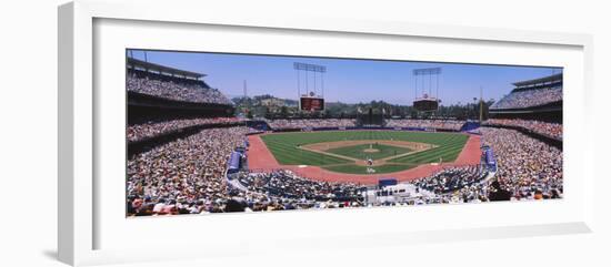 High Angle View of Spectators Watching a Baseball Match, Dodgers Vs. Yankees, Dodger Stadium-null-Framed Photographic Print