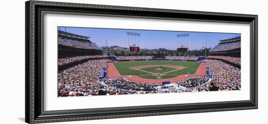 High Angle View of Spectators Watching a Baseball Match, Dodgers Vs. Yankees, Dodger Stadium-null-Framed Photographic Print