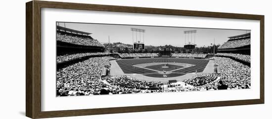 High Angle View of Spectators Watching a Baseball Match, Dodgers Vs. Yankees, Dodger Stadium-null-Framed Photographic Print