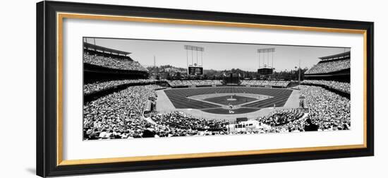 High Angle View of Spectators Watching a Baseball Match, Dodgers Vs. Yankees, Dodger Stadium-null-Framed Photographic Print