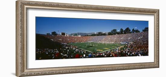 High Angle View of Spectators Watching a Football Match in a Stadium, Rose Bowl Stadium-null-Framed Photographic Print