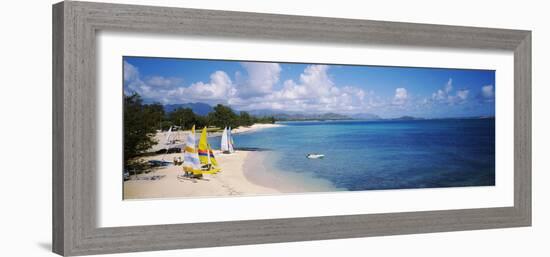 High Angle View of the Beach, Kailua Beach, Oahu, Hawaii, USA-null-Framed Photographic Print