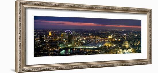 High Angle View of the City Lit Up at Dusk from Tower 42, London, England-null-Framed Photographic Print