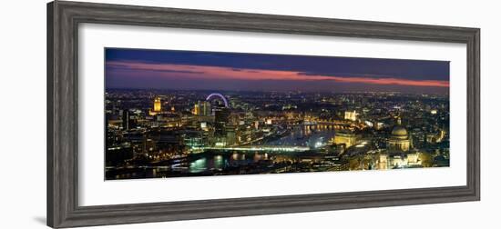 High Angle View of the City Lit Up at Dusk from Tower 42, London, England-null-Framed Photographic Print