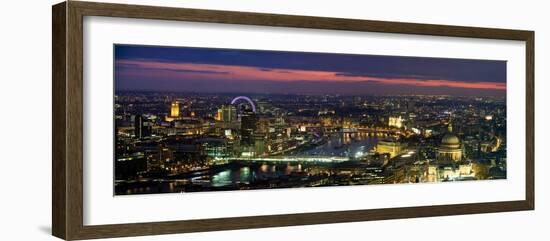 High Angle View of the City Lit Up at Dusk from Tower 42, London, England-null-Framed Photographic Print