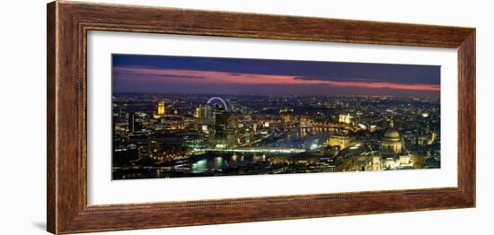 High Angle View of the City Lit Up at Dusk from Tower 42, London, England-null-Framed Photographic Print