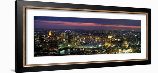 High Angle View of the City Lit Up at Dusk from Tower 42, London, England-null-Framed Photographic Print