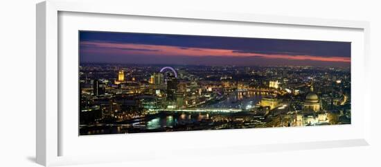 High Angle View of the City Lit Up at Dusk from Tower 42, London, England-null-Framed Photographic Print