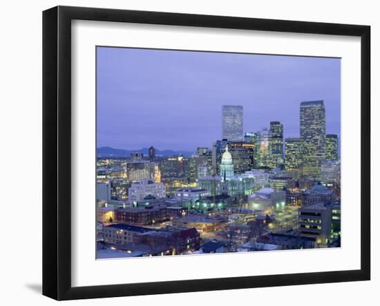 High Angle View of the State Capitol Building and Downtown, Denver, Colorado, USA-null-Framed Photographic Print