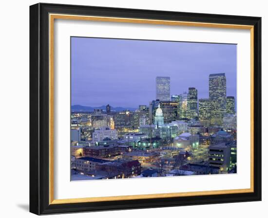 High Angle View of the State Capitol Building and Downtown, Denver, Colorado, USA-null-Framed Photographic Print