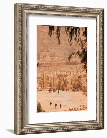High angle view of tourists at Ancient Nabatean City of Petra, Wadi Musa, Ma'an Governorate, Jordan-null-Framed Photographic Print