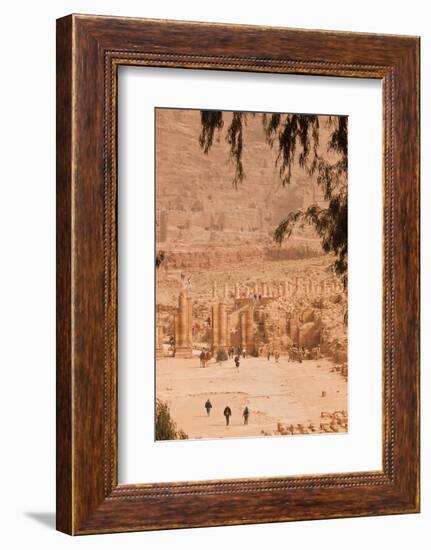 High angle view of tourists at Ancient Nabatean City of Petra, Wadi Musa, Ma'an Governorate, Jordan-null-Framed Photographic Print