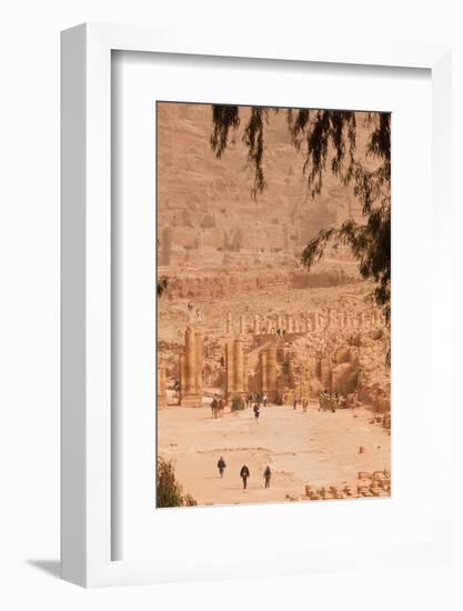 High angle view of tourists at Ancient Nabatean City of Petra, Wadi Musa, Ma'an Governorate, Jordan-null-Framed Photographic Print