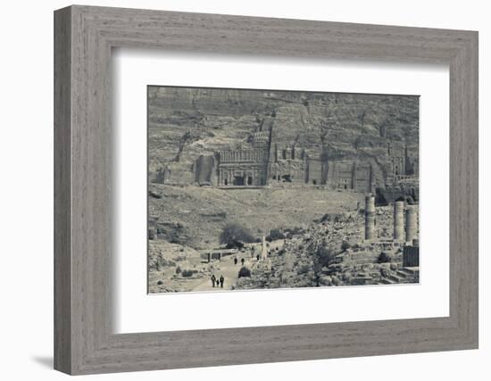 High angle view of tourists at Ancient Nabatean City of Petra, Wadi Musa, Ma'an Governorate, Jordan-null-Framed Photographic Print