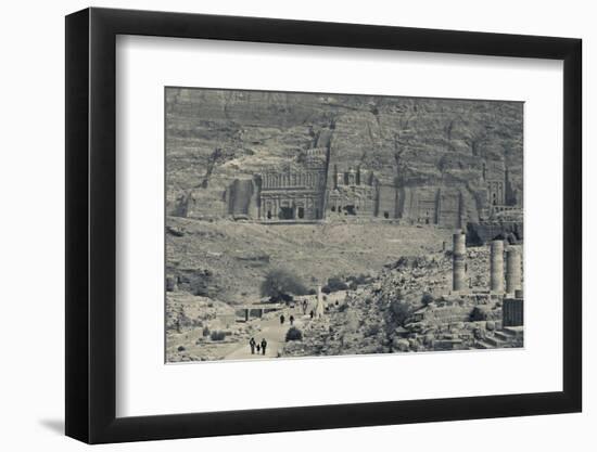 High angle view of tourists at Ancient Nabatean City of Petra, Wadi Musa, Ma'an Governorate, Jordan-null-Framed Photographic Print