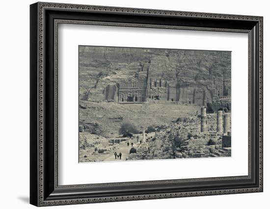 High angle view of tourists at Ancient Nabatean City of Petra, Wadi Musa, Ma'an Governorate, Jordan-null-Framed Photographic Print