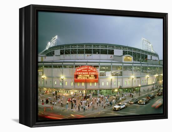High Angle View of Tourists Outside a Baseball Stadium Opening Night, Wrigley Field, Chicago-null-Framed Premier Image Canvas
