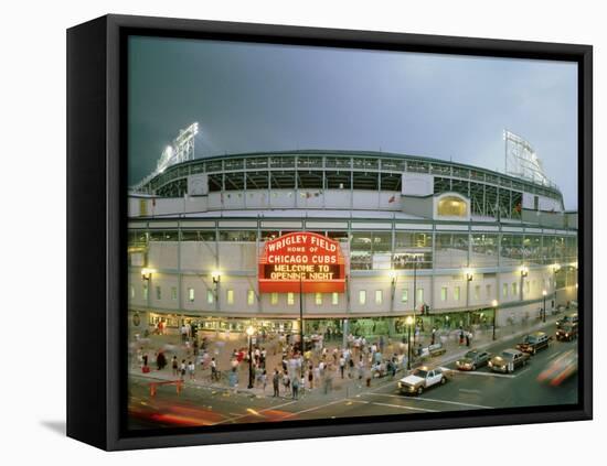 High Angle View of Tourists Outside a Baseball Stadium Opening Night, Wrigley Field, Chicago-null-Framed Premier Image Canvas