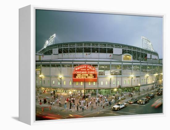 High Angle View of Tourists Outside a Baseball Stadium Opening Night, Wrigley Field, Chicago-null-Framed Premier Image Canvas