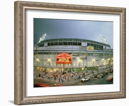 High Angle View of Tourists Outside a Baseball Stadium Opening Night, Wrigley Field, Chicago-null-Framed Photographic Print