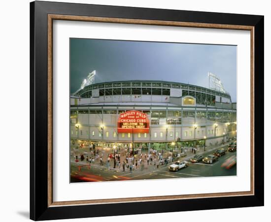 High Angle View of Tourists Outside a Baseball Stadium Opening Night, Wrigley Field, Chicago-null-Framed Photographic Print