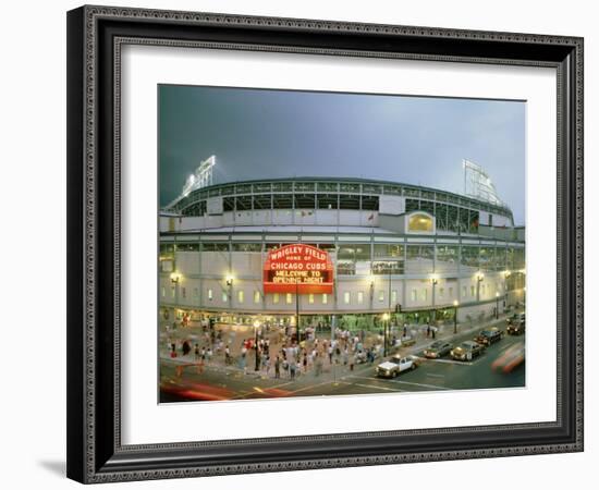 High Angle View of Tourists Outside a Baseball Stadium Opening Night, Wrigley Field, Chicago-null-Framed Photographic Print