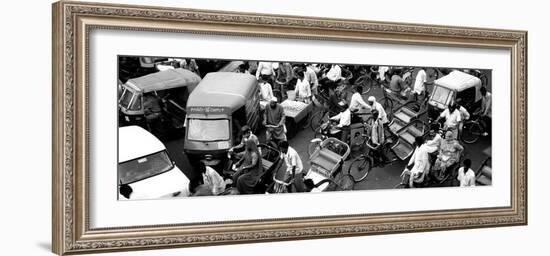 High Angle View of Traffic on the Street, Old Delhi, Delhi, India-null-Framed Photographic Print