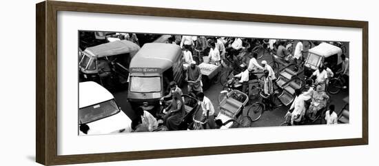 High Angle View of Traffic on the Street, Old Delhi, Delhi, India-null-Framed Photographic Print