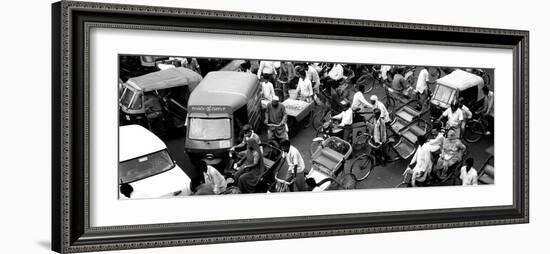 High Angle View of Traffic on the Street, Old Delhi, Delhi, India-null-Framed Photographic Print