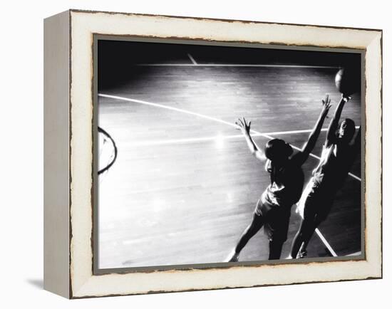 High Angle View of Two Young Women Playing Basketball-null-Framed Premier Image Canvas