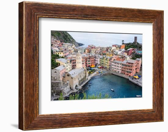 High Angle View of Vernazza, Cinque Terre, UNESCO World Heritage Site, Liguria, Italy, Europe-Peter Groenendijk-Framed Photographic Print