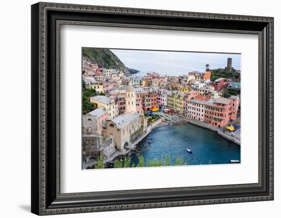 High Angle View of Vernazza, Cinque Terre, UNESCO World Heritage Site, Liguria, Italy, Europe-Peter Groenendijk-Framed Photographic Print