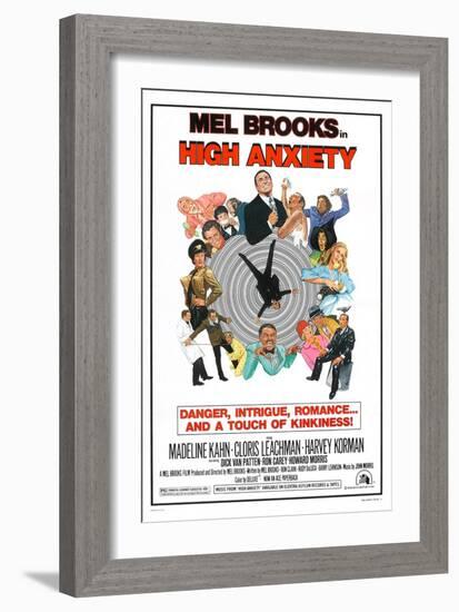 HIGH ANXIETY, US poster, Mel Brooks (top center), 1977-null-Framed Art Print