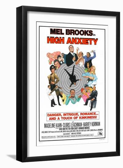 HIGH ANXIETY, US poster, Mel Brooks (top center), 1977-null-Framed Art Print