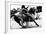 High Contrast, Black and White Closeup of a Rodeo Barrel Racer Making a Turn at One of the Barrels-Lincoln Rogers-Framed Photographic Print