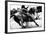 High Contrast, Black and White Closeup of a Rodeo Barrel Racer Making a Turn at One of the Barrels-Lincoln Rogers-Framed Photographic Print