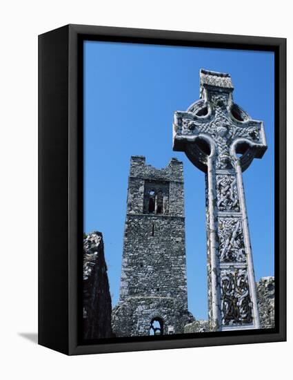 High Cross, Church of Slane Friary, County Meath, Leinster, Republic of Ireland (Eire), Europe-Nedra Westwater-Framed Premier Image Canvas