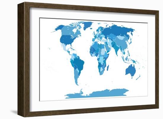 High Detail World Map.All Elements are Separated in Editable Layers Clearly Labeled. Vector-ekler-Framed Art Print