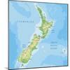 High Detailed New Zealand Physical Map with Labeling.-BardoczPeter-Mounted Photographic Print