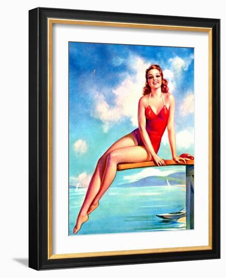 "High Dive" Pin-Up-null-Framed Art Print