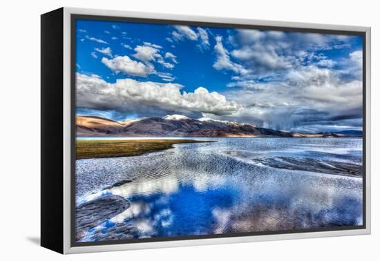 High Dynamic Range Image (Hdr) of Himalayan Mountain Lake in Himalayas Tso Moriri, Korzok, Changtha-f9photos-Framed Premier Image Canvas