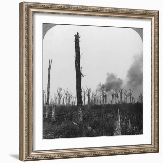 High Explosive Shells Bursting in Mametz Wood, France, World War I, 1916-null-Framed Photographic Print