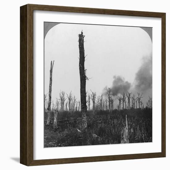 High Explosive Shells Bursting in Mametz Wood, France, World War I, 1916-null-Framed Photographic Print